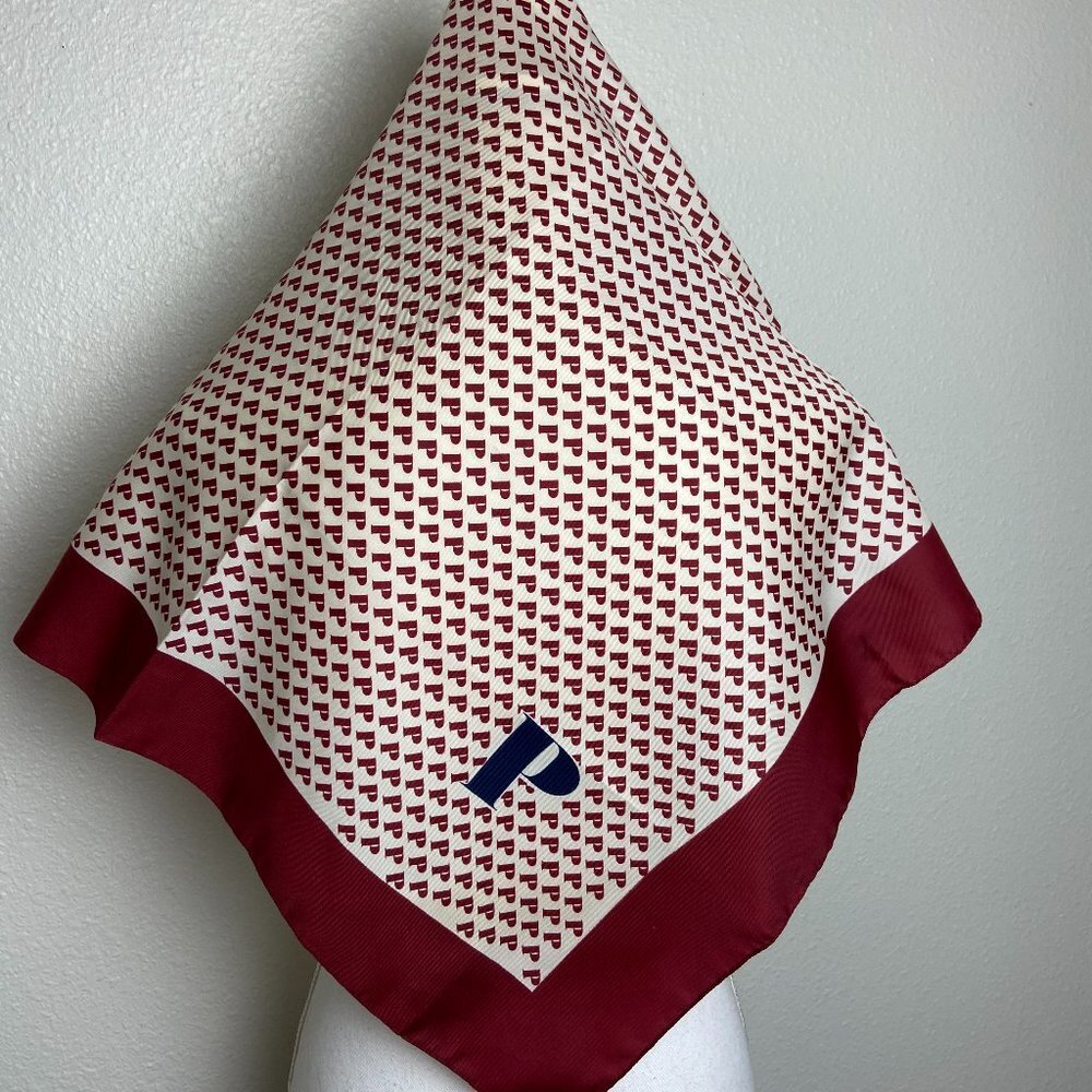 Vintage Morsly Scarf  Letter " P" 27" x 27" Burgundy
